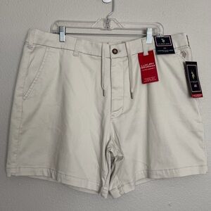 US Polo Assn. Men's Comfort Waist Shorts Size 2XL 7” Inseam Beige Khaki